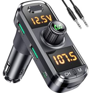 GizmoVine Bluetooth FM Transmitter for Car, PD3.0+QC3.0+USB Car Charger, Bluetooth Car Adapter with Rotatable Base,Handsfree Auto Kit Support Siri Google Assistant U Disk/TF Card/Aux GizmoVine Bluetooth FM Transmitter for Car, PD3.0+QC3.0+USB Car Charger, Bluetooth Car Adapter with Rotatable Base,Handsfree Auto Kit Support Siri Google Assistant U Disk/TF Card/Aux