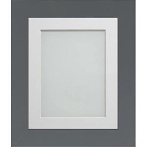 Frame Company Watson Grey Picture Photo Frame fitted with Perspex, 16x12 inch with White Mount for image size 12x8 inch Frame Company Watson Grey Picture Photo Frame fitted with Perspex, 16x12 inch with White Mount for image size 12x8 inch
