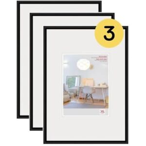 walther design Picture Frame Black 40 x 60 cm with Art Glass 3-Pack, New Lifestyle Plastic Frame KVX460B3 walther design Picture Frame Black 40 x 60 cm with Art Glass 3-Pack, New Lifestyle Plastic Frame KVX460B3