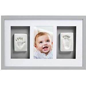 Pearhead Baby Hand and Footprint Deluxe Wall Photo Frame and No Bake Impression Kit, Baby Girl or Baby Girl Gift, Newborn Keepsake Kit, Baby Nursery Decor, Grey Pearhead Baby Hand and Footprint Deluxe Wall Photo Frame and No Bake Impression Kit, Baby Girl or Baby Girl Gift, Newborn Keepsake Kit, Baby Nursery Decor, Grey