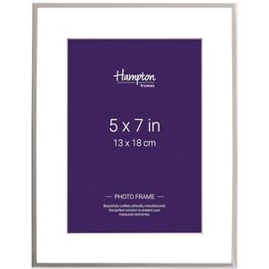 Hampton Frames MAYFAIR Silver Plate Photo Frame 5x7 (13x18cm) Bevel Cut Mount, Glass Aperture, Grey Velvet Back Freestanding or Wall Display, Elegant Home Décor Hampton Frames MAYFAIR Silver Plate Photo Frame 5x7 (13x18cm) Bevel Cut Mount, Glass Aperture, Grey Velvet Back Freestanding or Wall Display, Elegant Home Décor