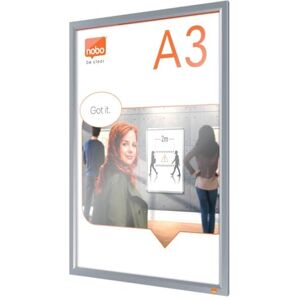 Nobo A3 Poster Frame With Anodised Clip Frame, Wall Mountable Sign Holder, Through Corner Fixing, Mitred Corners, Impression Pro, Anodised, 1915577 Nobo A3 Poster Frame With Anodised Clip Frame, Wall Mountable Sign Holder, Through Corner Fixing, Mitred Corners, Impression Pro, Anodised, 1915577