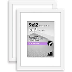 Americanflat 9x12 Picture Frame in White Set of 2 Use as 6x8 Picture Frame with Mat or 9x12 Frame Without Mat Includes Sawtooth Hanging Hardware for Horizontal or Vertical Display Americanflat 9x12 Picture Frame in White Set of 2 Use as 6x8 Picture Frame with Mat or 9x12 Frame Without Mat Includes Sawtooth Hanging Hardware for Horizontal or Vertical Display