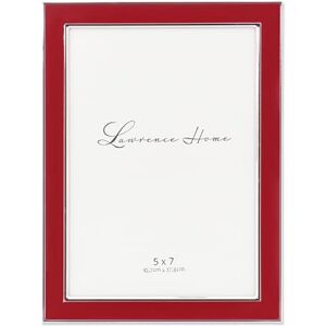 Lawrence Frames Silver Plated Metal with Red Enamel Picture Frame, Red, 5x7 Lawrence Frames Silver Plated Metal with Red Enamel Picture Frame, Red, 5x7