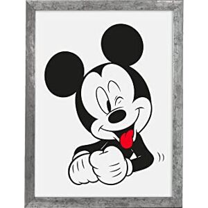 Komar Wooden Picture Frame Stone Silver with Mickey Mouse Funny Picture Set 30 x 40 cm Wall Picture Decoration Disney Mouse Komar Wooden Picture Frame Stone Silver with Mickey Mouse Funny Picture Set 30 x 40 cm Wall Picture Decoration Disney Mouse