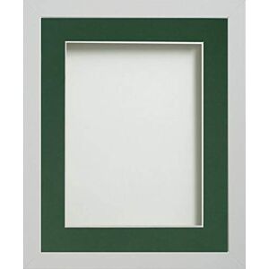 Frame Company Allington White Photo Frame with Bottle Green Mount, 18x14 for 14x10 inch, fitted with perspex Frame Company Allington White Photo Frame with Bottle Green Mount, 18x14 for 14x10 inch, fitted with perspex