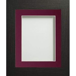 Frame Company Watson Black Picture Photo Frame fitted with Perspex, 14x11 inch with Plum Mount for image size A4 Frame Company Watson Black Picture Photo Frame fitted with Perspex, 14x11 inch with Plum Mount for image size A4