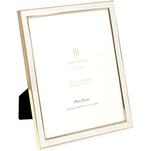 Isaac Jacobs 8x10 White Leather with Gold Metal (Vertical & Horizontal) Picture Frame, Suede Border w/Black Fabric Easel, Wall-Mountable, Made For Tabletop, Photo Gallery (8x10, White W/Gold) Isaac Jacobs 8x10 White Leather with Gold Metal (Vertical & Horizontal) Picture Frame, Suede Border w/Black Fabric Easel, Wall-Mountable, Made For Tabletop, Photo Gallery (8x10, White W/Gold)