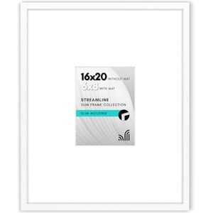 Americanflat 16x20 Picture Frame in White Use as 6x8 Picture Frame with Mat or 16x20 Frame Without Mat Thin Border Photo Frame with Plexiglass Cover Vertical or Horizontal Wall Display Americanflat 16x20 Picture Frame in White Use as 6x8 Picture Frame with Mat or 16x20 Frame Without Mat Thin Border Photo Frame with Plexiglass Cover Vertical or Horizontal Wall Display