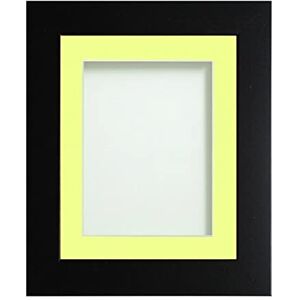 Frame Company Watson Matte Black Picture Photo Frame fitted with Perspex, 14x11 inch with Lemon Bon Bon Mount for image size A4 Frame Company Watson Matte Black Picture Photo Frame fitted with Perspex, 14x11 inch with Lemon Bon Bon Mount for image size A4