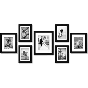 Americanflat Set of 7 Picture Frames with Shatter-Resistant Glass Gallery Wall Frame Set with One 11x14, Two 10x8, and Four 7x5 Photo Frames for Wall and Tabletop Black Americanflat Set of 7 Picture Frames with Shatter-Resistant Glass Gallery Wall Frame Set with One 11x14, Two 10x8, and Four 7x5 Photo Frames for Wall and Tabletop Black
