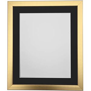 FRAMES BY POST 0.75 Inch Gold Picture Photo Frame With Black Mount 20 X16 Image Size 16 x 12 Inch Plastic Glass