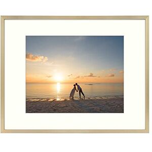 Golden State Art , 11x14 Picture Frame Gold Aluminum (Shiny Brushed) Display Pictures 8x10 with Mat or 11x14 Without Mat Wall Mounting Real Glass Metal Photo Frame Golden State Art , 11x14 Picture Frame Gold Aluminum (Shiny Brushed) Display Pictures 8x10 with Mat or 11x14 Without Mat Wall Mounting Real Glass Metal Photo Frame