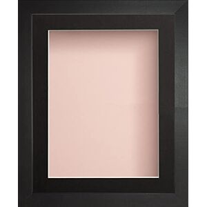 Frame Company Radcliffe Black Wooden Deep Box 3D 14x11" Frame with Black Mount for Image 12x8", Pink Backing Board * Choice of Sizes* Fitted with Real Glass Frame Company Radcliffe Black Wooden Deep Box 3D 14x11" Frame with Black Mount for Image 12x8", Pink Backing Board * Choice of Sizes* Fitted with Real Glass