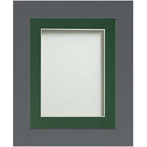 Frame Company Watson Grey Picture Photo Frame fitted with Perspex, 14x11 inch with Bottle Green Mount for image size 12x8 inch Frame Company Watson Grey Picture Photo Frame fitted with Perspex, 14x11 inch with Bottle Green Mount for image size 12x8 inch