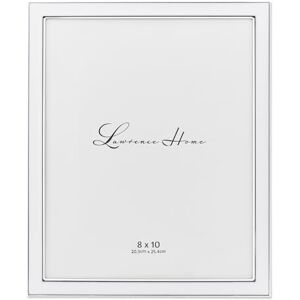 Lawrence Frames Silver Plated Metal with White Enamel Picture Frame, 8x10 Lawrence Frames Silver Plated Metal with White Enamel Picture Frame, 8x10