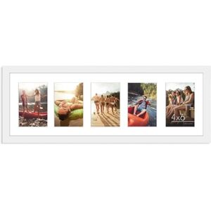 Americanflat 6x4 Collage Photo Frame with Shatter-Resistant Glass Signature Collection Fits Five 4x6 Photos or Use as One 8x24 Picture Frame for Wall Display White Americanflat 6x4 Collage Photo Frame with Shatter-Resistant Glass Signature Collection Fits Five 4x6 Photos or Use as One 8x24 Picture Frame for Wall Display White