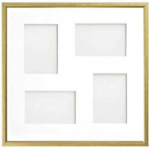 Frame Company Drayton Multi Aperture Photo Frame, Gold with Gold Inset, 40x40cm for 6x4 inch (x4 mix) Frame Company Drayton Multi Aperture Photo Frame, Gold with Gold Inset, 40x40cm for 6x4 inch (x4 mix)