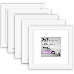 Americanflat 7x7 Picture Frame Set of 5 in White Use as 4x4 Picture Frame with Mat or 7x7 Frame Without Mat Picture Frames Collage Wall Decor with Plexiglass and Easel for Wall or Tabletop Americanflat 7x7 Picture Frame Set of 5 in White Use as 4x4 Picture Frame with Mat or 7x7 Frame Without Mat Picture Frames Collage Wall Decor with Plexiglass and Easel for Wall or Tabletop