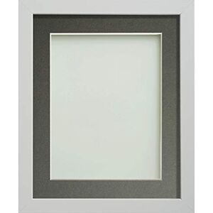 Frame Company Allington White Photo Frame with Grey Mount, 18x14 for 14x10 inch, fitted with perspex Frame Company Allington White Photo Frame with Grey Mount, 18x14 for 14x10 inch, fitted with perspex