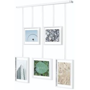 Umbra Exhibit Picture Frame Gallery Set, Adjustable Wall Collage Displays Five Photos (Two 4x6 and Three 5x7), Set of 5, White Umbra Exhibit Picture Frame Gallery Set, Adjustable Wall Collage Displays Five Photos (Two 4x6 and Three 5x7), Set of 5, White