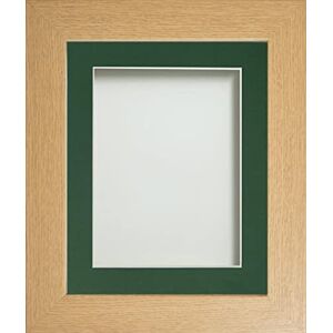 Frame Company Watson Beech Picture Photo Frame fitted with Perspex, 9x7 inch with Bottle Green Mount for image size 6x4 inch Frame Company Watson Beech Picture Photo Frame fitted with Perspex, 9x7 inch with Bottle Green Mount for image size 6x4 inch