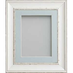 Frame Company Brooke Antique White Photo Frame, Light Blue Mount, 8x6 for 7x5 inch, fitted with perspex Frame Company Brooke Antique White Photo Frame, Light Blue Mount, 8x6 for 7x5 inch, fitted with perspex