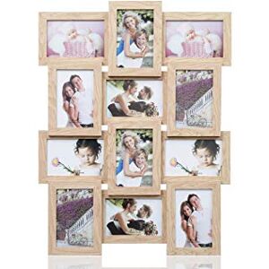 ARPAN Multi Aperture Picture Wooden Photo Frame Holds 12 x 6 x4 Photos, Collage Picture Wall-Mounted Frame (Natural) ARPAN Multi Aperture Picture Wooden Photo Frame Holds 12 x 6 x4 Photos, Collage Picture Wall-Mounted Frame (Natural)