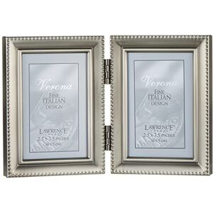 Lawrence Frames Bead Border Design, 2.5x3.5 Double, Pewter Lawrence Frames Bead Border Design, 2.5x3.5 Double, Pewter