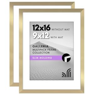 Americanflat 12x16 Picture Frame Set of 2 in Gold Use as 9x12 Picture Frame with Mat or 12x16 Frame Without Mat Collage Picture Frames with Plexiglass Cover for Horizontal or Vertical Display Americanflat 12x16 Picture Frame Set of 2 in Gold Use as 9x12 Picture Frame with Mat or 12x16 Frame Without Mat Collage Picture Frames with Plexiglass Cover for Horizontal or Vertical Display