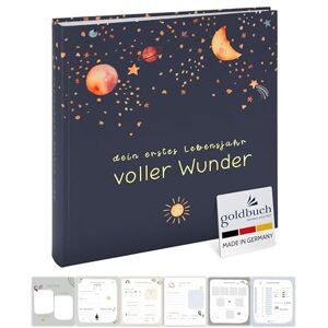 Goldbuch 15 497 Baby Album Full of Wonders in Space Design, Linen Texture Photo Album with 58 White Blank Pages, Glassine & 4 Illustrated Pages, Baby Album, Paper, Approx. 30 x 31 x 4 cm, Blue Goldbuch 15 497 Baby Album Full of Wonders in Space Design, Linen Texture Photo Album with 58 White Blank Pages, Glassine & 4 Illustrated Pages, Baby Album, Paper, Approx. 30 x 31 x 4 cm, Blue