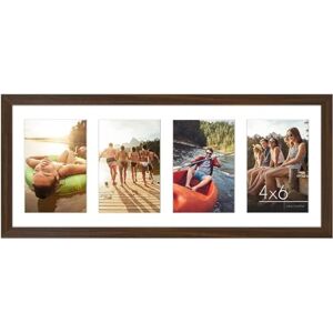Americanflat 6x4 Collage Photo Frame with Shatter-Resistant Glass Signature Collection Fits Four 4x6 Photos or Use as One 8x20 Picture Frame for Wall Display Walnut Americanflat 6x4 Collage Photo Frame with Shatter-Resistant Glass Signature Collection Fits Four 4x6 Photos or Use as One 8x20 Picture Frame for Wall Display Walnut