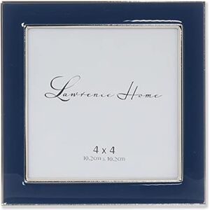 Lawrence 4x4 Silver Metal and Navy Blue Enamel Picture Frame Lawrence 4x4 Silver Metal and Navy Blue Enamel Picture Frame