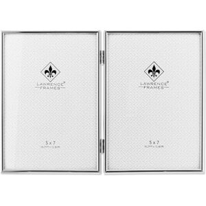 Lawrence Frames Hinged Double Simply Metal Picture Frame, 5 by 7-Inch, Silver Lawrence Frames Hinged Double Simply Metal Picture Frame, 5 by 7-Inch, Silver