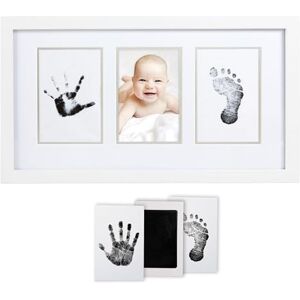 Pearhead Babyprints Newborn Baby Handprint, Footprint Photo Frame Kit, Christening or Baptism Gift for Little One, White Pearhead Babyprints Newborn Baby Handprint, Footprint Photo Frame Kit, Christening or Baptism Gift for Little One, White