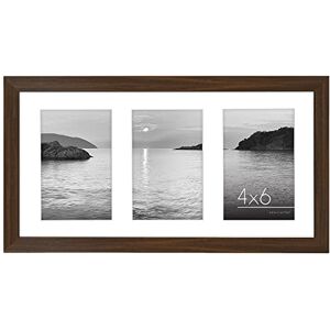 Americanflat 6x4 Collage Photo Frame with Shatter-Resistant Glass Signature Collection Fits Three 4x6 Photos or Use as One 8x16 Picture Frame for Tabletop and Wall Walnut Americanflat 6x4 Collage Photo Frame with Shatter-Resistant Glass Signature Collection Fits Three 4x6 Photos or Use as One 8x16 Picture Frame for Tabletop and Wall Walnut