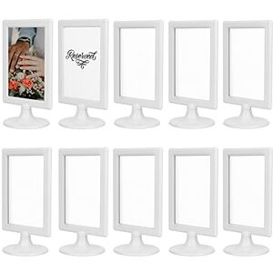 ALBEN Double Sided Standing Picture Frames (White, 10 count) 4x6 Inch Pedestal Photo Frame with Inserts and Base 2 Sided Frame for Vertical Display ALBEN Double Sided Standing Picture Frames (White, 10 count) 4x6 Inch Pedestal Photo Frame with Inserts and Base 2 Sided Frame for Vertical Display