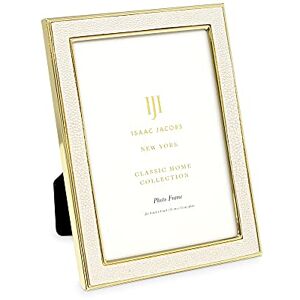 Isaac Jacobs 4x6 White Leather with Gold Metal (Vertical & Horizontal) Picture Frame, Shagreen Border w/Black Fabric Easel, Wall-Mountable, Made For Tabletop, Photo Gallery (4x6, White W/Gold) Isaac Jacobs 4x6 White Leather with Gold Metal (Vertical & Horizontal) Picture Frame, Shagreen Border w/Black Fabric Easel, Wall-Mountable, Made For Tabletop, Photo Gallery (4x6, White W/Gold)