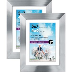 Americanflat 7x5 Photo Frames with Polished Crystal-Clear Glass Set of 2 Use as 6x4 Photo Frames with Mount or 7x5 Frame without Mount Frames for Tabletop and Wall Display Silver Americanflat 7x5 Photo Frames with Polished Crystal-Clear Glass Set of 2 Use as 6x4 Photo Frames with Mount or 7x5 Frame without Mount Frames for Tabletop and Wall Display Silver