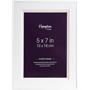 Hampton Frames Photo Frame 5x7 (13x18cm), White, Rectangular, Polished Aluminium, Glass Freestanding or Wall Mount Display for Photos Hampton Frames Photo Frame 5x7 (13x18cm), White, Rectangular, Polished Aluminium, Glass Freestanding or Wall Mount Display for Photos