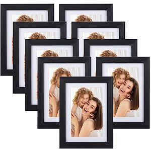 EYMPEU 6x4 Photo Frame with Mat Capable of Holding 7x5 or 6x4 Photos, Set of 9 Black Photo Frames for Wall or Table Top Rustic Photo Frames EYMPEU 6x4 Photo Frame with Mat Capable of Holding 7x5 or 6x4 Photos, Set of 9 Black Photo Frames for Wall or Table Top Rustic Photo Frames