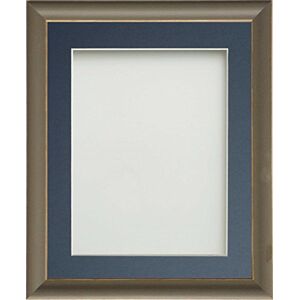 Frame Company Darcy Elephant Grey Picture Photo Frames with Blue Mount, 20x16 for A4 *Choice of Colours* Fitted with Real Glass Frame Company Darcy Elephant Grey Picture Photo Frames with Blue Mount, 20x16 for A4 *Choice of Colours* Fitted with Real Glass