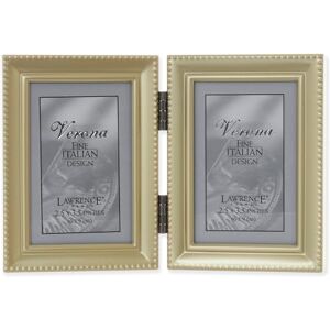 Lawrence Frames Bead Border Design, 2.5x3.5 Double, Satin Gold Lawrence Frames Bead Border Design, 2.5x3.5 Double, Satin Gold