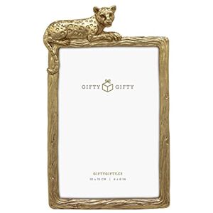 GIFTY GIFTY Leopard Photo Frame / 4x6 in for Vertical Display on Tabletops Perfect for Home Decor, Wedding, Graduation, Or Any Milestone Photos (Gold) GIFTY GIFTY Leopard Photo Frame / 4x6 in for Vertical Display on Tabletops Perfect for Home Decor, Wedding, Graduation, Or Any Milestone Photos (Gold)