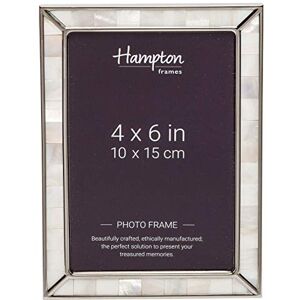 Hampton Frames Photo Picture Frame 4x6 (10x15cm), Silver, Rectangular, Mother of Pearl Detail Raised Silver Edge, Grey Velvet Back, Freestanding Display for Photos Hampton Frames Photo Picture Frame 4x6 (10x15cm), Silver, Rectangular, Mother of Pearl Detail Raised Silver Edge, Grey Velvet Back, Freestanding Display for Photos