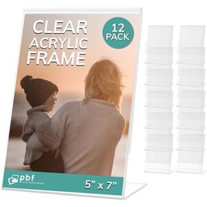 pbf PHOTO BOOTH FRAMES Photo Booth Frames 5x7 Inch Clear Acrylic Display, Slanted Back Vertical Standing Plastic Picture or Display Sign Holder with Inserts 12 Count pbf PHOTO BOOTH FRAMES Photo Booth Frames 5x7 Inch Clear Acrylic Display, Slanted Back Vertical Standing Plastic Picture or Display Sign Holder with Inserts 12 Count