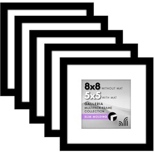 Americanflat 8x8 Picture Frame Set of 5 in Black Use as 5x5 Picture Frame with Mat or 8x8 Frame Without Mat Picture Frames Collage Wall Decor with Plexiglass and Easel for Wall or Tabletop Americanflat 8x8 Picture Frame Set of 5 in Black Use as 5x5 Picture Frame with Mat or 8x8 Frame Without Mat Picture Frames Collage Wall Decor with Plexiglass and Easel for Wall or Tabletop