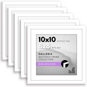 Americanflat 10x10 Picture Frame with Polished Plexiglass Set of 5 Use as 8x8 Frame with Mat or 10x10 Frame Without Mat Galleria Collection Gallery Frames for Tabletop and Wall Display White Americanflat 10x10 Picture Frame with Polished Plexiglass Set of 5 Use as 8x8 Frame with Mat or 10x10 Frame Without Mat Galleria Collection Gallery Frames for Tabletop and Wall Display White