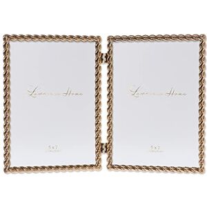 Lawrence 5x7 Hinged Double Cast Metal Picture Frames, Gold Rope Design Lawrence 5x7 Hinged Double Cast Metal Picture Frames, Gold Rope Design
