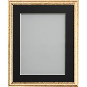 Frame Company Beatrice Range Gold Ornate Wooden Picture Frame With Black Mount, 14x11 for A4 *Choice of Mount Colours and Sizes* Fitted with Real Glass Frame Company Beatrice Range Gold Ornate Wooden Picture Frame With Black Mount, 14x11 for A4 *Choice of Mount Colours and Sizes* Fitted with Real Glass